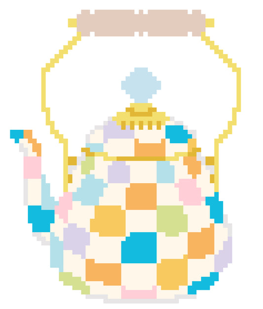 Multicolor Tea Kettle Digital Stitch Chart